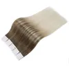 Extension Fshine Balayage Tape in Hair Extensions 12 Inch Human Hair Tape in Extensions Pu Tape In Hair Extensions Color 8 Ash Brown Fading