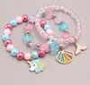 Multi Styles Kids Lucky Smycken Armband Glad Barn Mermaid Unicorn Charms Armband Kids Smycken Gift