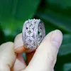Vintage designer ring AAA CZ Bride Wedding Flower Copper Size 6-9 Luxury Jewelry Designer Full White Cubic Zirconia Silver Engagement Rings Party For Women Gift