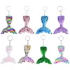 Sjöjungfru tail keychain paljetter nyckelringar dekorativa hängen för kvinnor väskor bil nyckel telefon tillbehör bröllopsfest gåvor