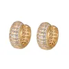 Orecchini a cerchio Hip Hop placcati oro pieno CZ per uomo Donna Orecchini con pietra zircone Regali di compleanno per donna4431522