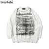 Reta Una New Print Streetwear Clothes Long Sleeve Pullover Men Pull Homme Loose Holes Couple Sweater 201022