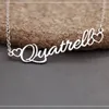 Corazón cursiva placa collares hechos a mano nombre personalizado colgante gargantilla joyería personalizada regalo de cumpleaños Bijoux Femme