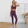 Kvinnor Yoga Set Gym 2 Piece Set Workout Clothes Solid Color Fitness Leggings Sportwear Woman Yoga Wear Sport BH and Pants8879791