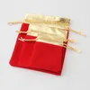 Fluwelen trekkoord zakjes tassen gouden kant flanel organizer geschenk tas stroomde sieraden pouches gunst houders fluwelen tas multi-kleur