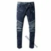 Mens Designer Jeans Distressed Ripped Biker Slim Fit Motorcycle Bikers Denim For Men s Fashion Mans Black Pants pour hommes