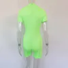 Bonnie Forest Casual Turtleneck Solid Body Sexy Jumpsuit Summer Overoles Casual Womens Neon Green Matching Playsuit Mamelucos T200704