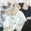 Zima koreańska bawełniana płaszcz chleba grube kamizelki kamicy sznurka talia faux fur