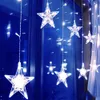 220V LED Star Curtain Lights Christmas String Light Ghirlanda esterna Lampada fata per la festa di nozze Bar Year Decor 201203