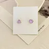 Colorful Zircon Ear Studs Round Crystal Earrings 18K gold Cover Brass Cute Jewelry for Girls