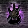 Vinyl Record LED Zegar ścienny Muzyka Motyw Gitara Zegary Zegarek Ściany Nowoczesny Projekt Wystrój Domu Instrumenty Muzykalne Prezent Dla Muzyk H1230