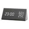 3 en 1 Humedad Temperatura Alarma Reloj Triángulo Digital Niños Bebé Habitación Reloj de madera Silencio Luminoso LED Relojes electrónicos 201120