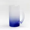 16oz Sublimation Frosted Glass Beer Mugs Gradient color With handle Portable soda Pop Can Coffee Milk Juice Water Cups B1