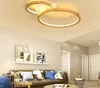 Nordique en bois LED plafonnier moderne salon chambre lampe personnalité créative ronde led plafonnier