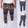 Hawaiian Men's Floral Print Coton Lin Long Harem Pantalon Bleu Cordons Poches Homme Pantalon Été Streetwear Joggers Mâle 201118