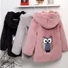 3-16 십대 소녀의 모직 자켓 코트 가을 2020 새로운 아이들의 두건이 된 가짜 모피 겨울 양모 면화 혼합 outwear LJ20117