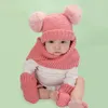 2020 new woolen yarn monochrome warm children hat scarf gloves three-piece factory direct sales children hat setGXY017