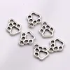 500Pcs Alloy Hollow Dog Paw Charm Pendant For Jewelry Making Bracelet Necklace DIY Accessories 11x13mm Antique Silver