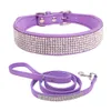 Shiny Diamond Pet Collar Outdoor Training Pet Dog Leash Teddy Schnauzer Prawo Fight Pet Dogs Akcesoria