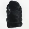 OFTBUY Jaqueta de inverno feminina preta colete de pele real casaco natural grande fofo pele de raposa outerwear streetwear gola sem mangas