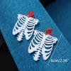 Halloween-Skelett-Ohrringe für Damen, trendiger Schmuck, weiße Acryl-Schädel-Accessoires4841350