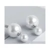 Moda stile coreano due lati perla bianca imitazione perle borchie per le donne Boutique classici doppi lati orecchini di perle R02H2
