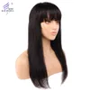 Modern Show Brazilian Straight Human Hair Wigs with Bangs Non Lace Full Machine Wig Fringe Remy Hair 150 Natural Color3137661