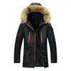 Män vinterjacka päls krage casual hooded parka down jackor mens varm tjock termisk utomhus överrock dragkedja multi-pocket 201114