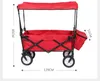 Dobrável Jardim Vagão com Canopy 4 Wheel Folding Camping carrinho dobrável Festival Trolley Adjustable Handle GGD2339 transporte rápido livre mar