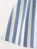 Girls Surplice Neck Self Belted Two Tone Striped Cami Dress SHE