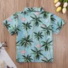 Футболка для маленьких мальчиков, летняя тропическая богемная рубашка с короткими рукавами и принтом пальм и ананасов, детская рубашка с воротником и пуговицами4259928