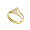 Pierścienie ślubne wypełnione złotem Stagment 2PC Zestaw pierścienia CZ Paved V kształt ognia opal mały cienki 2021 Walentynki Prezent1