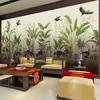 Пользовательские любые размерные обои на ролью 3D ручная роспись тропических растений Цветы и птицы Фреска ресторан гостиной кабинет домашний декор