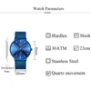 Lige Womens Watches Top Brand Luxury Analog Quartz Watch Whemen Full Blue Mesh Stainless Steels Date Clock Fashion Ultra-Thinダイヤル2195f