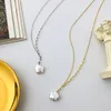 Real 925 Sterling Silver Baroque Pearl Pendants Halsband för Kvinnor Neck Kedja, Mode Kvinna Halsband Bröllopsfest Smycken Q0531