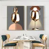 Nordic Golden Wine Glass Knife and Fork Prints Modern Canvas Painting Dining Room Kitchen Home Decor Abstract Poster No Frame