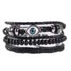 Multi-Layer Retro Läderarmband för män Pärlor 4 st Armband Set Handgjorda Ankare Infinity Charm Armband Wrap Smycken