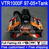 Corpo + serbatoio per HONDA SuperHawk VTR1000F 97 98 99 00 01 05 56HM.52 VTR1000 F VTR 1000 F 1000F 1997 1998 1999 Stock Repsol 2000 2001 Carenature