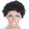 Parrucche per capelli umani peruviani, afroamericani, colore naturale al 130%, parrucca riccia crespa corta e attillata, realizzata a macchina
