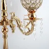 5 braços Candelabros Home Holiday Decorative Centerpiece Gold Crystal Candle Tithers para jantar festa Candlestick 201202