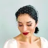 Gelin Peçe Beyaz Kafa Peçe Parlak Rhinestone Birdcage Kadın Düğün Saç Aksesuarları Büyüleyici Fascinators