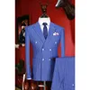 Pantolonlu Mens Suits Kruvaze Yeni Gelenler Slim Fit Erkekler Takım Elbise Yaz Damat Mavi Şerit Blazer Pantolon 3XL Artı 201105 Giymek