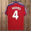 1996 체코 공화국 레트로 축구 저지 #4 Nedved #18 Novotny #8 Poborsky Home Red White Football Shirt
