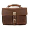 Men's Leather Briefcase Handbag Crazy Horse Double Compartment 15 Inch Computer Bag Shoulder Messenger Handbag1