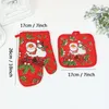 2pcs/set Christmas Microwave Anti-scalding Glove Kitchen Table Mat BBQ Oven Bake Xmas Glove Fashion Santa Glove Pad Party Supply WVT0375