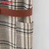 Tangada Frauen Khaki Plaid Muster lange Weste Mantel mit Gürtel Büro Damen Weste ärmelloser Blazer elegantes Top 3A15 201214