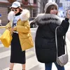 Chaud hiver veste femmes mode à capuche col de fourrure vers le bas coton manteau femmes coréen couleur unie lâche grande taille femme manteau 201225