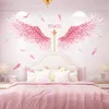 [Shijuekongjian] rosa fjädrar vinge vägg klistermärken diy tecknad film scepter väggdekaler för barn rum baby sovrum hus dekoration 201201