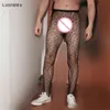 Luonalex Leopard Sexy Men Men Men Fishnet Pantyhose Гей -колготки мужские сункомпиры рыбки сетки Reticularis Мужские чулки мужские трусики1266M