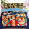 NEW 100% polyester Cotton One Piece Anime Bedroom full queen king size cartoon Bedding Sets Boys Kids duvet cover Set pillowcase T299p